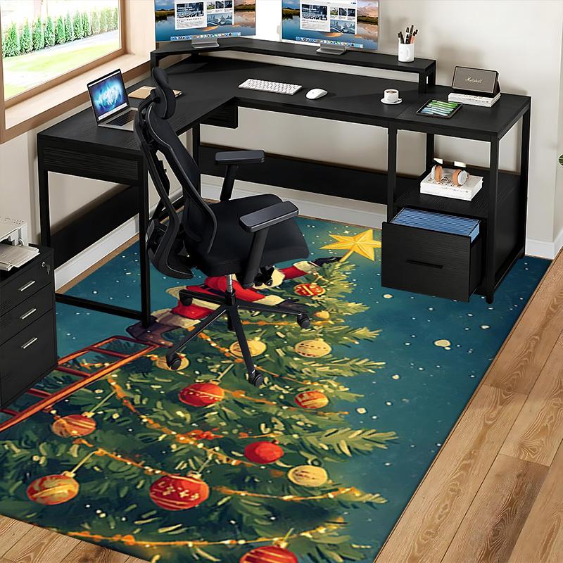 Christmas Santa Claus Chair Mat - Anime Cartoon Design, Non-Slip Carpet for Office, Home Decor, Living Room, Bedroom, Game Room & Dormitory.R066