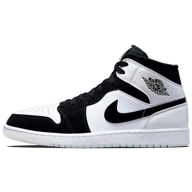 Jordan Air Jordan 1 SE Waxberry Tarepanda, Lazy Panda Comfortable Mid top Vintage Basketball Shoes Men's Black White DH6933-100(Team56-)