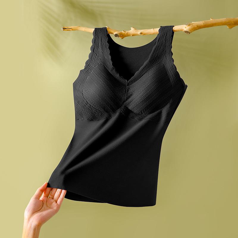 

Women s Velvet Fleece-Lined Thickened Warm Vest with Chest Pads, Seamless Base Layer for Autumn/Winter L [80-100 jin]