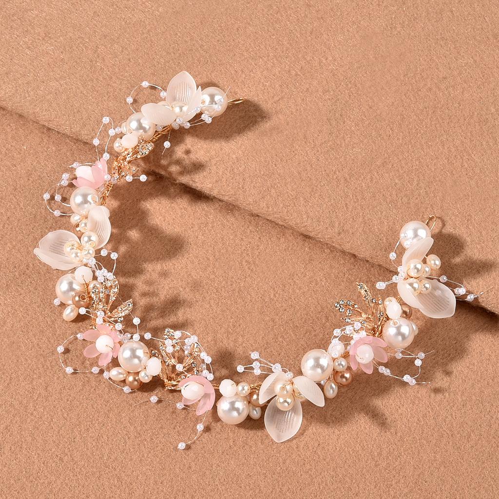 Pearls Headbands for Women Girls Bride Wedding Hairbands White Flower Tiaras and Crowns Korean Fashion Headdress Hair Jewelry