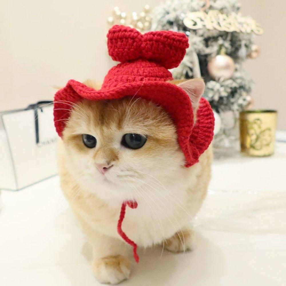 2023 Cartoon Handmade Warm Elastic Pet Cap Frog Hat for Party Photo Props Cat Hat