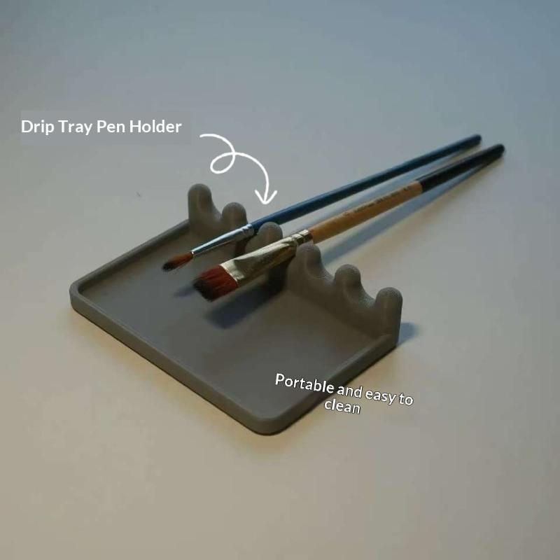 3D 5 Slots Paint Brush Holder With Drip Tray Portable Water Coloring Brushes Organizer Desktop Brush Holders