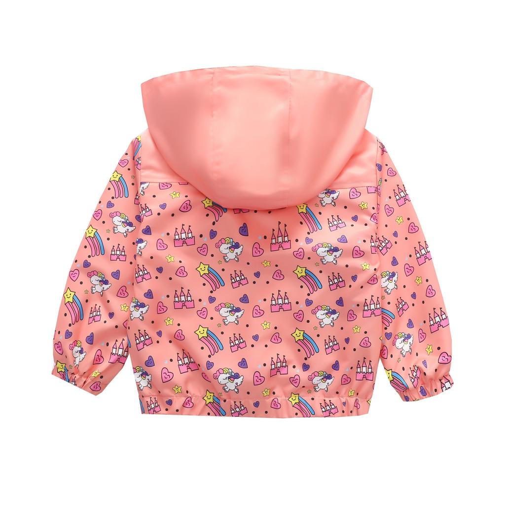 Boys and Girls Children's Clothing In Small Children Printed Fashion Splicing Casual Hooded Zipper Jacket Jacket