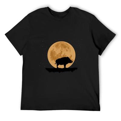 Wildschweinjagd Eber Wildschwein Borste Rind T-Shirt Grafik schlicht niedliche Kleidung übergroßes Grafik-T-Shirt Herren T-Shirt