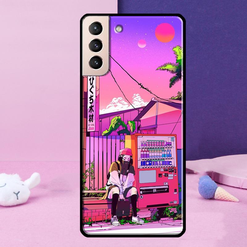 Vaporwave Glitch Anime Phone Case For Samsung Galaxy S25 S24 Ultra S9 S10 S20 S21 S22 Plus S23 FE S24 FE Cover