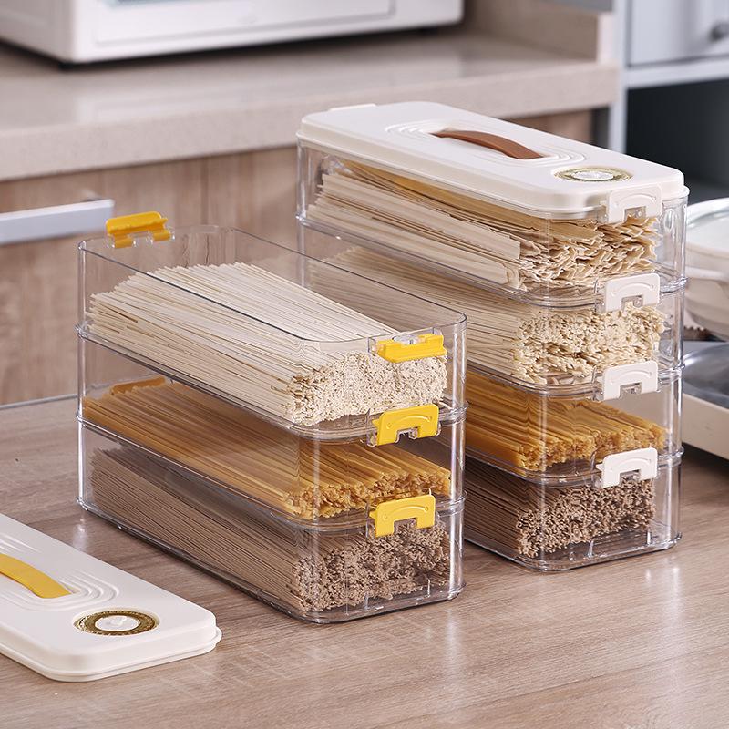Scatola Quadrata Ermetica in Plastica per Conservare Noodles con Coperchio per Cucina e Frigo
