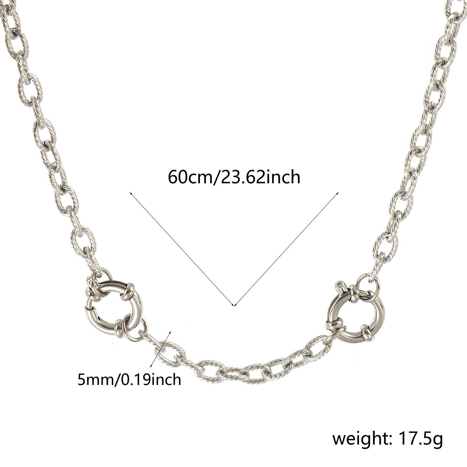 

304 Stainless Steel Wholesale Link Cable Chain Necklace Double Spring Buckle Silver Plated Women Simple Gift Jewelry 1 Piece