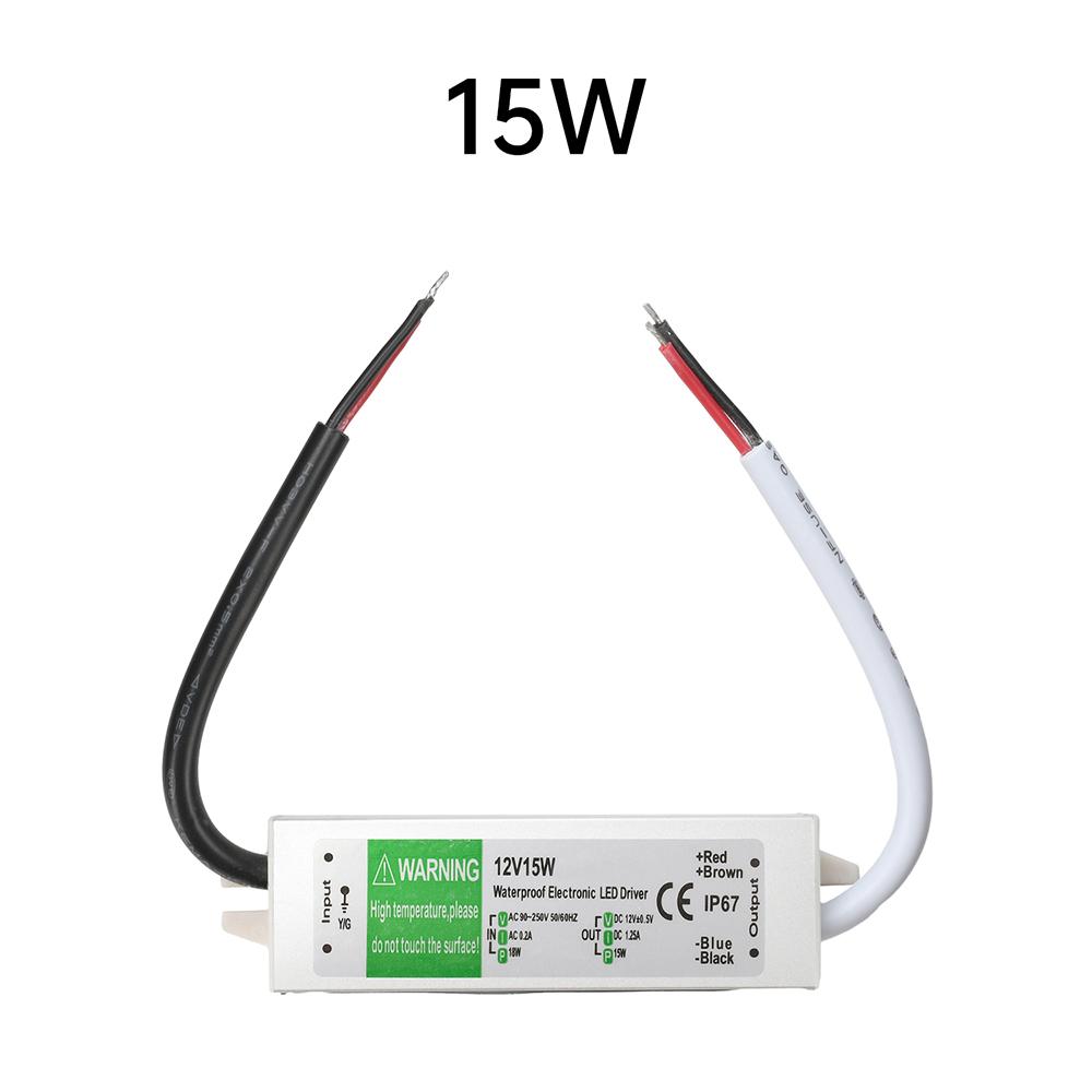 AC 90-250V To DC 12V Waterproof Power Supply IP67 10W 15W LED Driver Switching Power Supply For LED Strip Lights