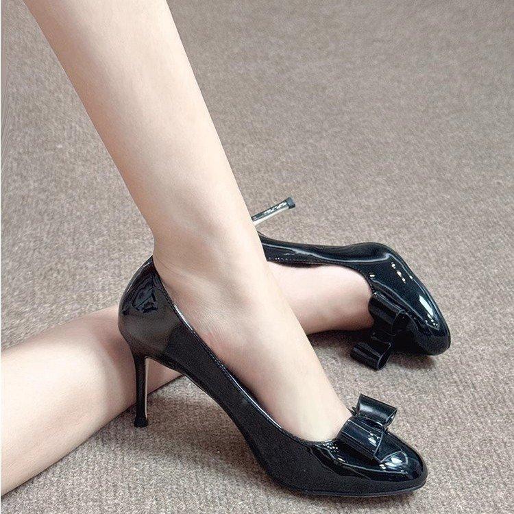 Nude High Heels 2025 New French Round Head Bow Thin Heel Light Mouth Beautiful Cong Yuanfeng Same Single Shoes Women