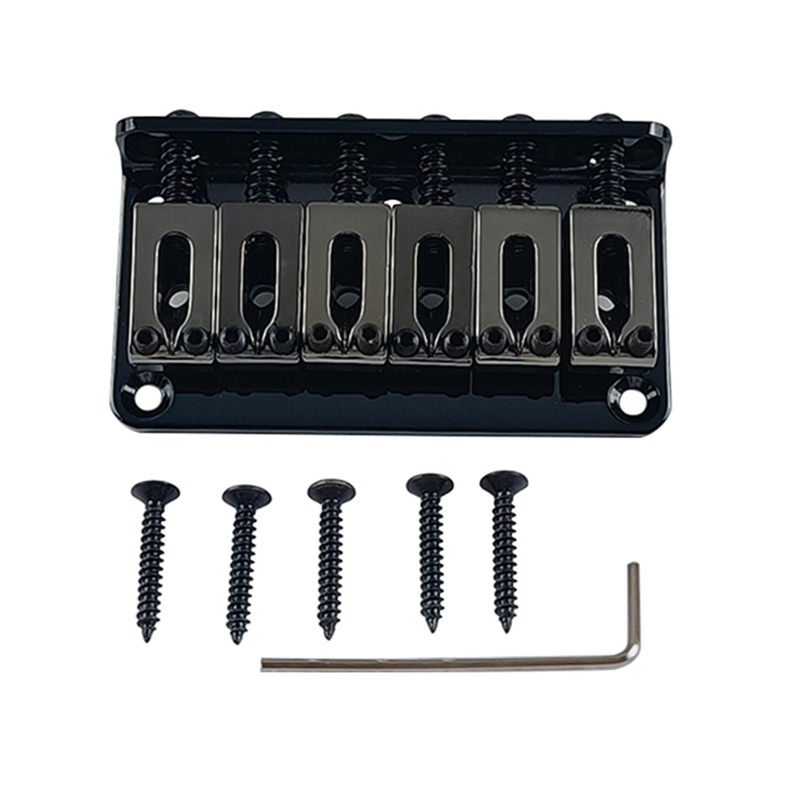 

6 String Guitar Bridge, Guitar Bridge Replacement Parts with Four Mounting Screws & Wrench for Cigarbox Electric Guitar чёрный