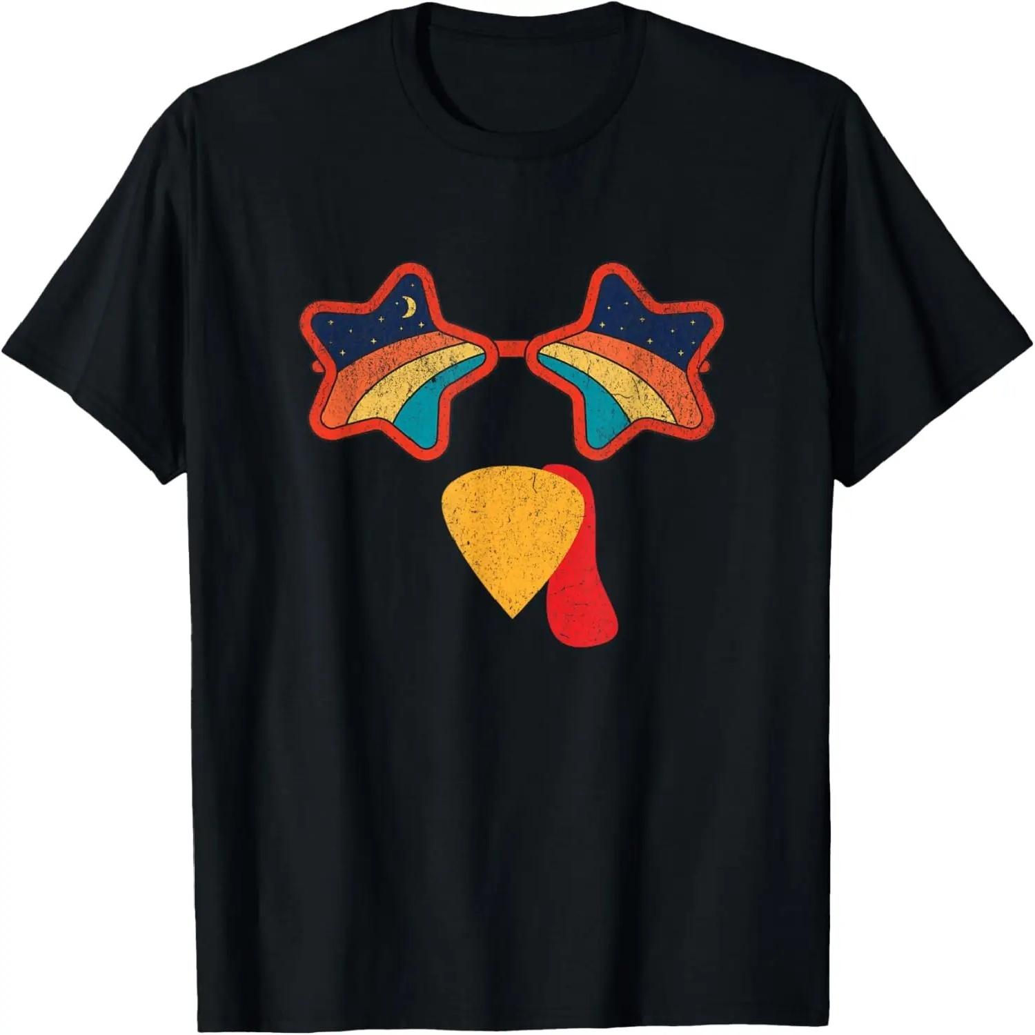 Funny Turkey Face Wearing Retro Vintage Rainbow Sunglasses T-Shirt S