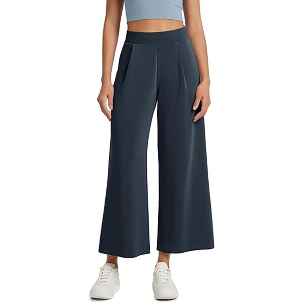 Women High Waist Wide Leg Cropped Pants Casual Loose Fit Trousers with Pockets Suitable for Everyday Wear