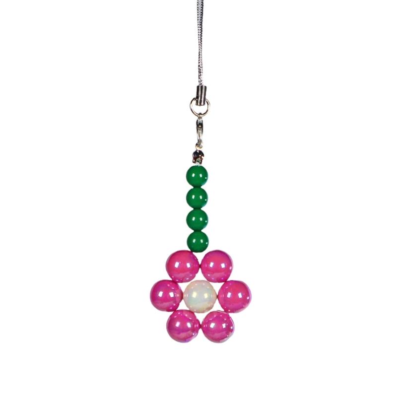 Sweet Phone Chain Strap Lanyard Colorful Bead Flower Pendant Phone Charm Hangings Decoration Cute Phone Accessories