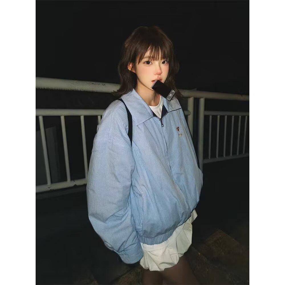 

Унисекс Оверсайз Японская рубашка-куртка в тонкую полоску – Простой стиль, Новое поступление на Весну/Осень 2XL темно-синий