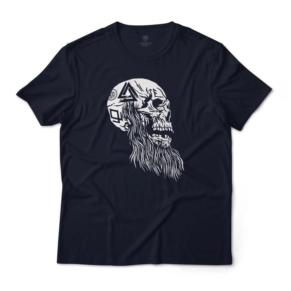 Viking Skull Tattoo Aesthetic Tribal Graphic T-Shirt Unisex Lightweight Cotton S