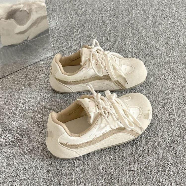 Dünnsohlige Rennschuhe Damen Herbst neue vielseitige Farbabstimmung lässig weichsohlige Campus-Stil weiße Schuhe