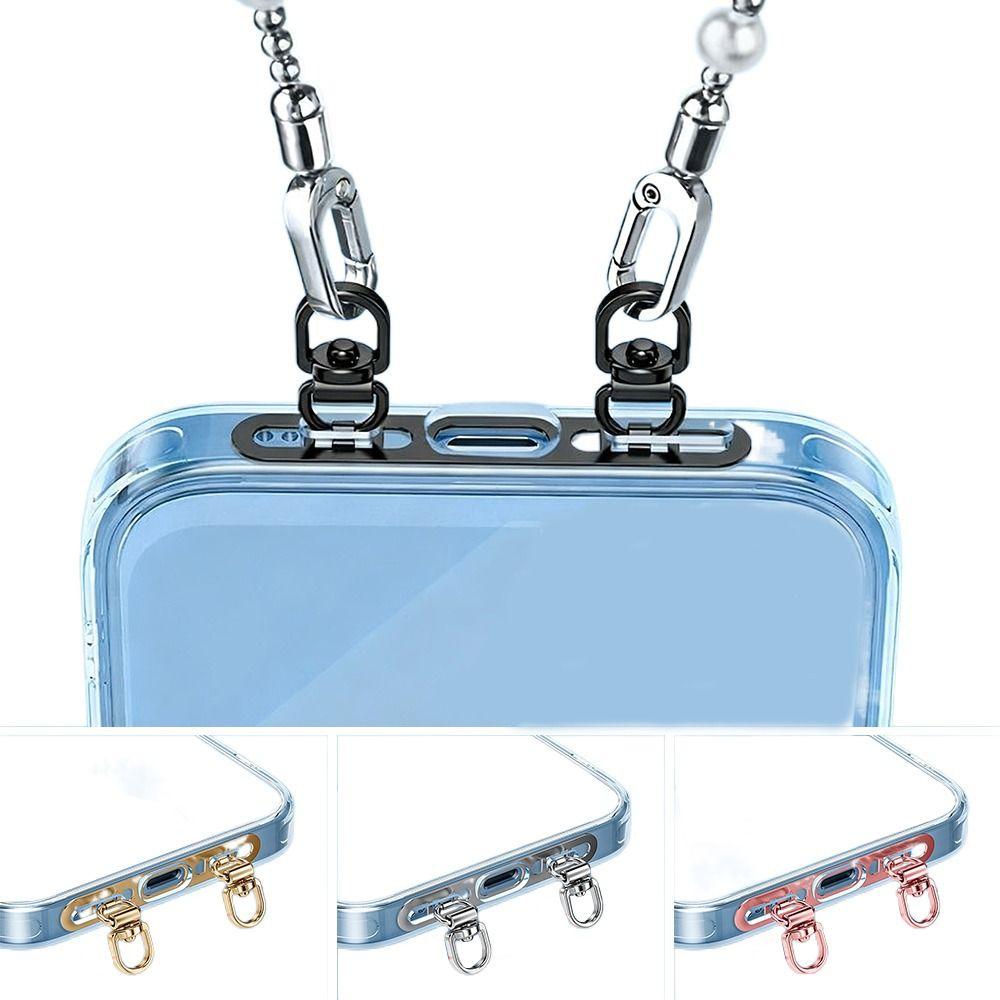 Can Rotate 360 ° Phone Lanyard Tab Double Buckle Gasket Stainless Steel Phone Lanyard Clip Patch Snap Strap Anti-lost