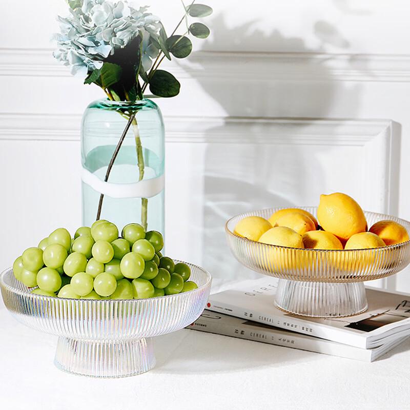 Ru Han Crystal Glass Fruit Plate with Gold Rim