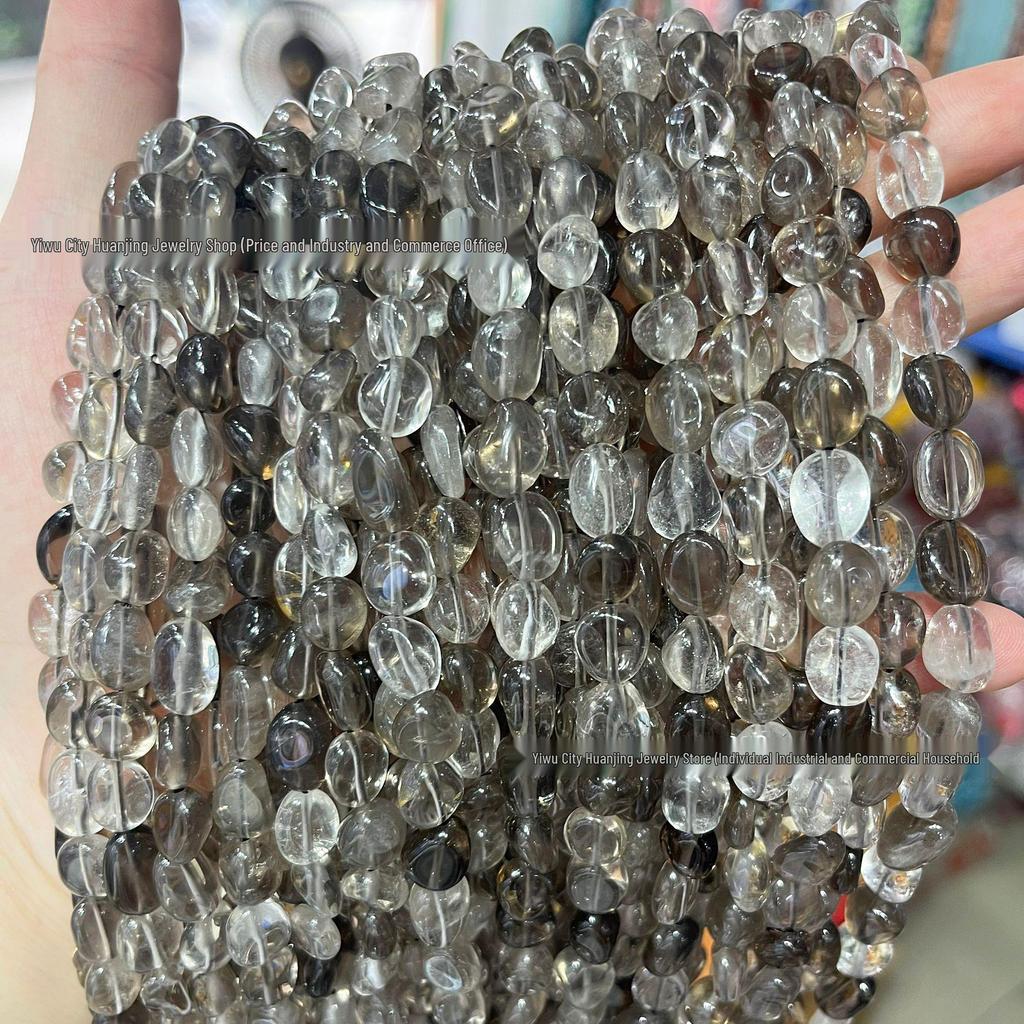 Huanjing Jewelry Smoky Quartz Beads: High-Transparency, Irregular, Semi-Finished Strands for DIY Bracelets and Accessories.