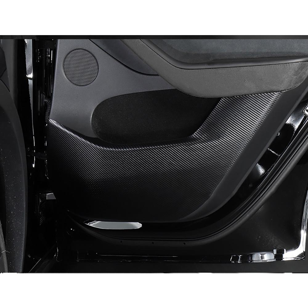 4Pcs Carbon Fiber Look PU Leather Door Anti-Kick Cover Sticker For Tesla Model Y