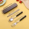 Stainless Steel Portable Student Tableware Outdoor Travel Lunch Box Spoon Fork Chopsticks Set With Storage Case Adult Gift