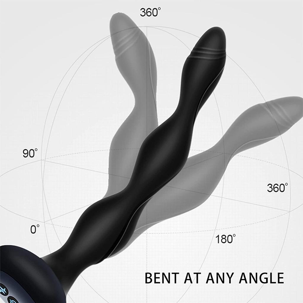 Bendable Electric Pulse Heating Prostate Massager Sex Toys 3-in-1 Anal Beads Butt Plug for Men Women Couple Adult