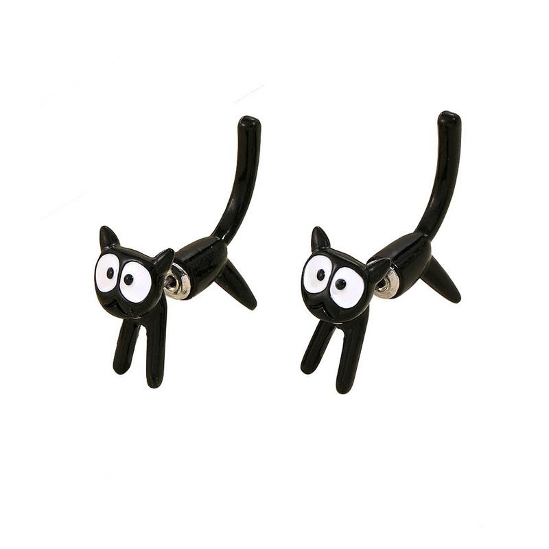 Orecchini Gatto Nero In Argento Sterling 925 – Ipoallergenici, Regalo Perfetto Per Amanti Dei Gatti