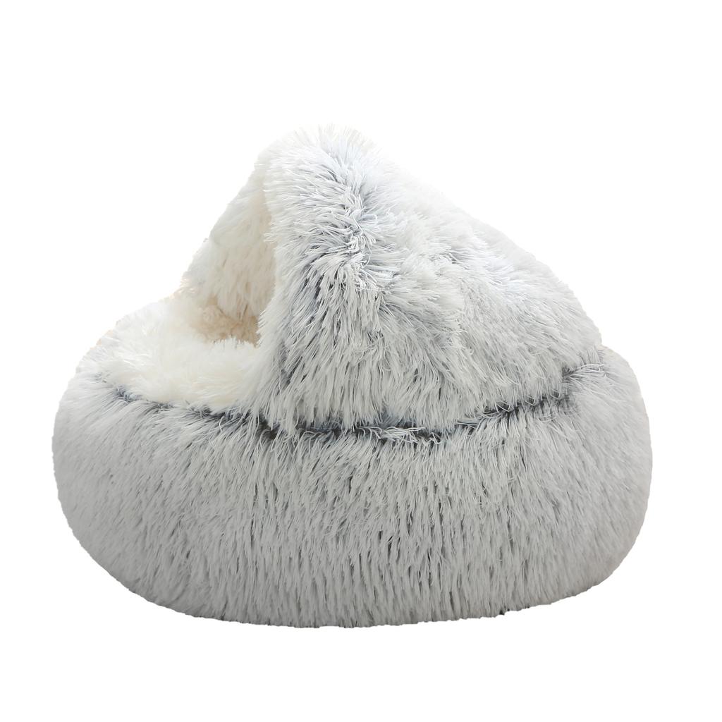 Cat Bed Plush Pet Cat Bed Dog Bed Warm Dog Bed Closed Cat Bed Shell Half Pack Round