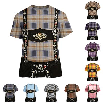 Men’s Retro Pattern Short Sleeve T Shirt with Vintage Festival Inspired Print Loose Fit Casual Summer Daily Top