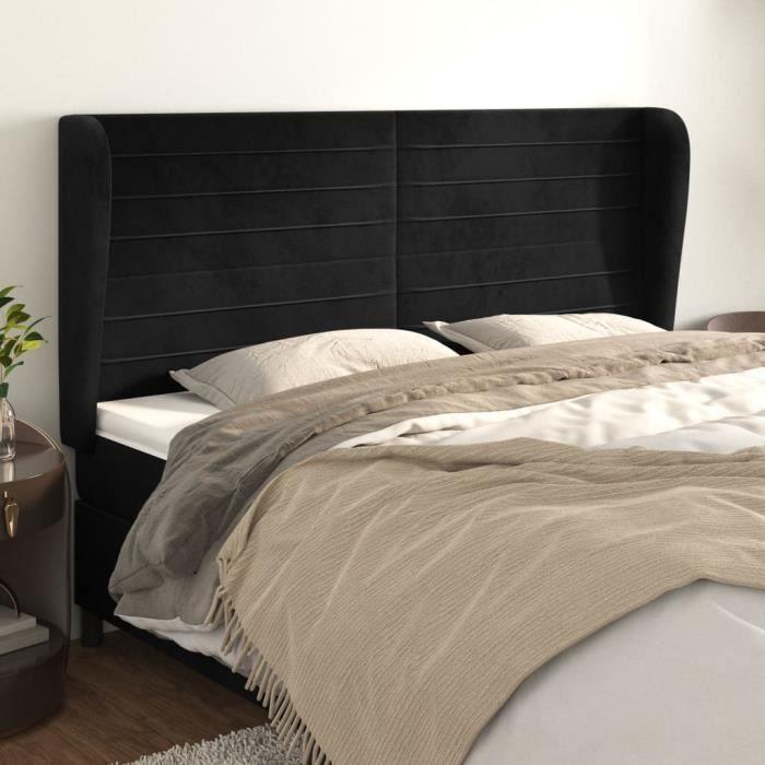 VidaXL Tête de lit avec oreilles Noir 163x23x118-128 cm Velours3118152