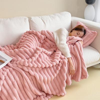 Furry Throw Blanket Cozy Plush Thick Striped Bubble Blanket Solid Color Fluffy Warm Blanket for Couch Bed Sofa Living Room Office