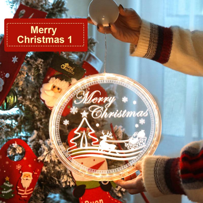 16cm Led Hanging Christmas Decorative Lights 3d Acrylic Led Lamps With Suction Cups For Doors