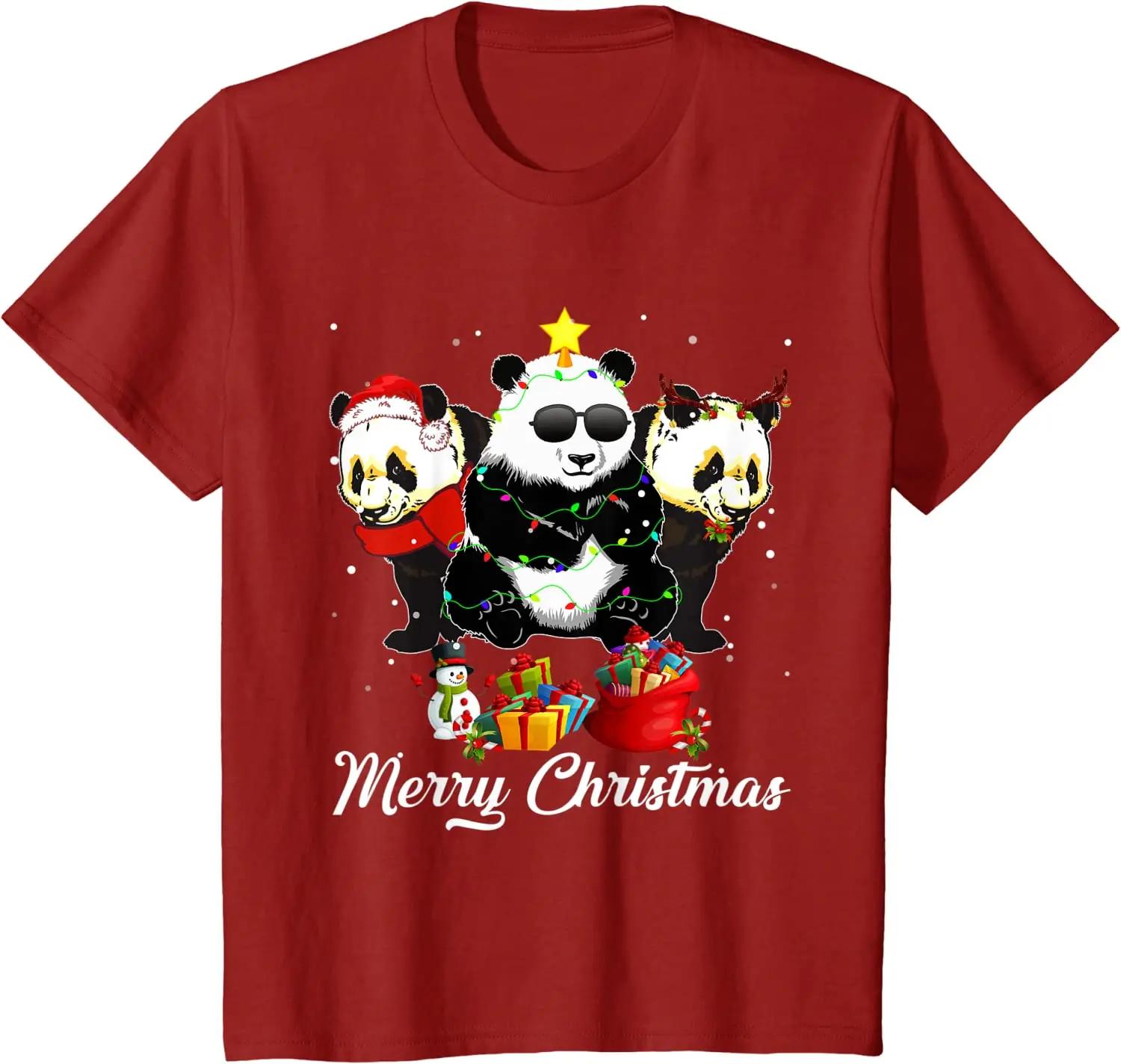 

Funny Christmas Lights Reindeers Bear Christmas Panda TShirt 100 Cotton ONeck Short Sleeve Casual Mens Tshirt Size S3XL S