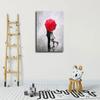 Red Umbrella and Couple Silver Sky and Romantic Couple Poster Canvas Wall Art Picture Print Modern Home Bedroom with Frameless Decor
