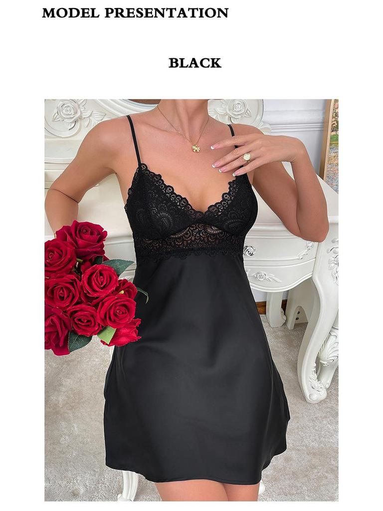 European and American Satin Lace Camisole Nightdress - Women's Homewear 547