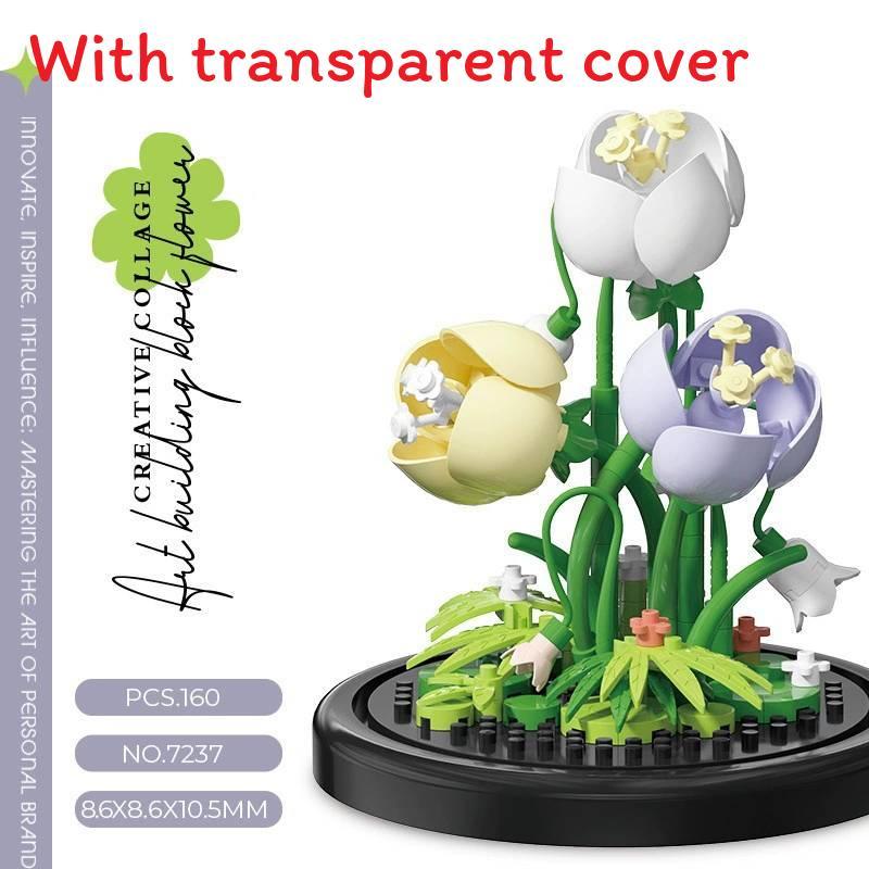 

Sunflowers Roses Lilies Hibiscus Bouquet Building Blocks With Dust Cover For Children Creative Activity Beauty in Sleep Dust Cover