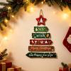 Rustic Christmas Hanging Ornaments Wooden Pendant for Holiday Home Door, Decorative Reusable Xmas Party Supplies Sign Ornament with Hemp Rope