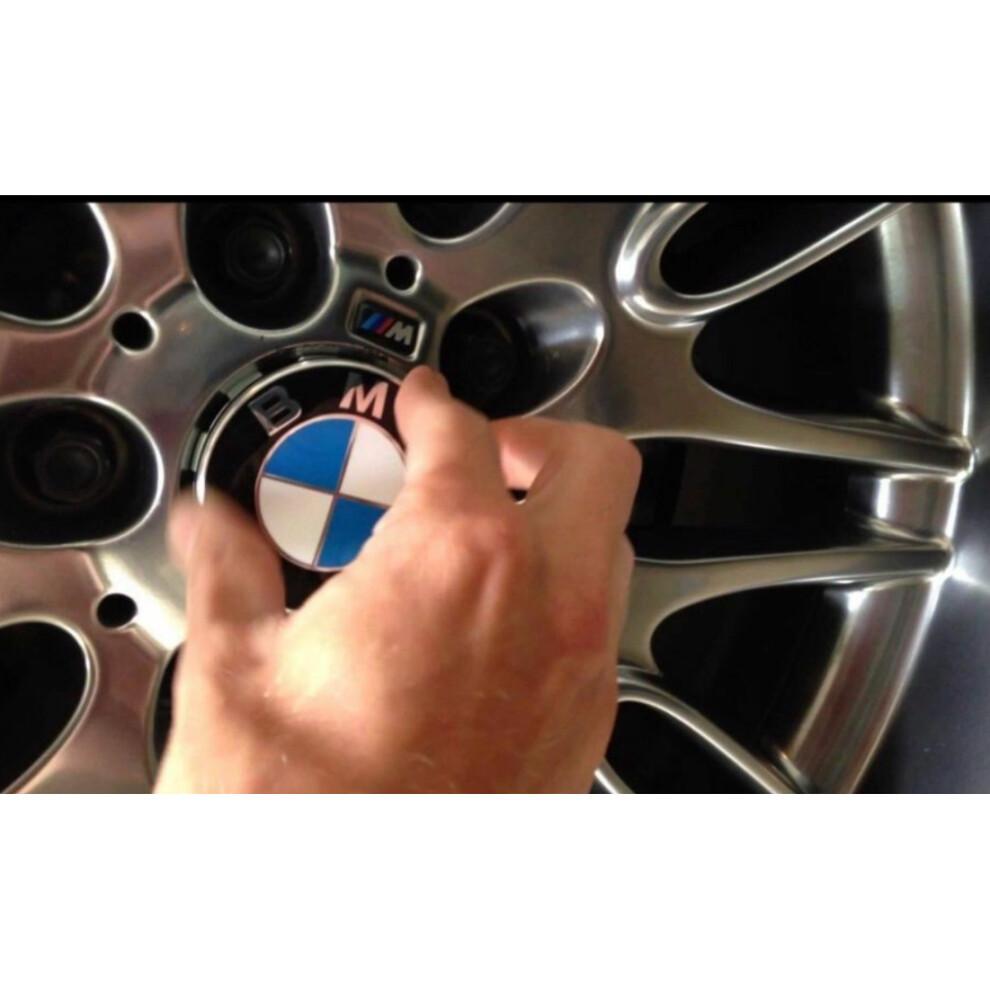4 x BMW WHEEL CENTRE CAPS 68MM 10 PIN CLIP FITS 1,3,5,7 Series E90 E34