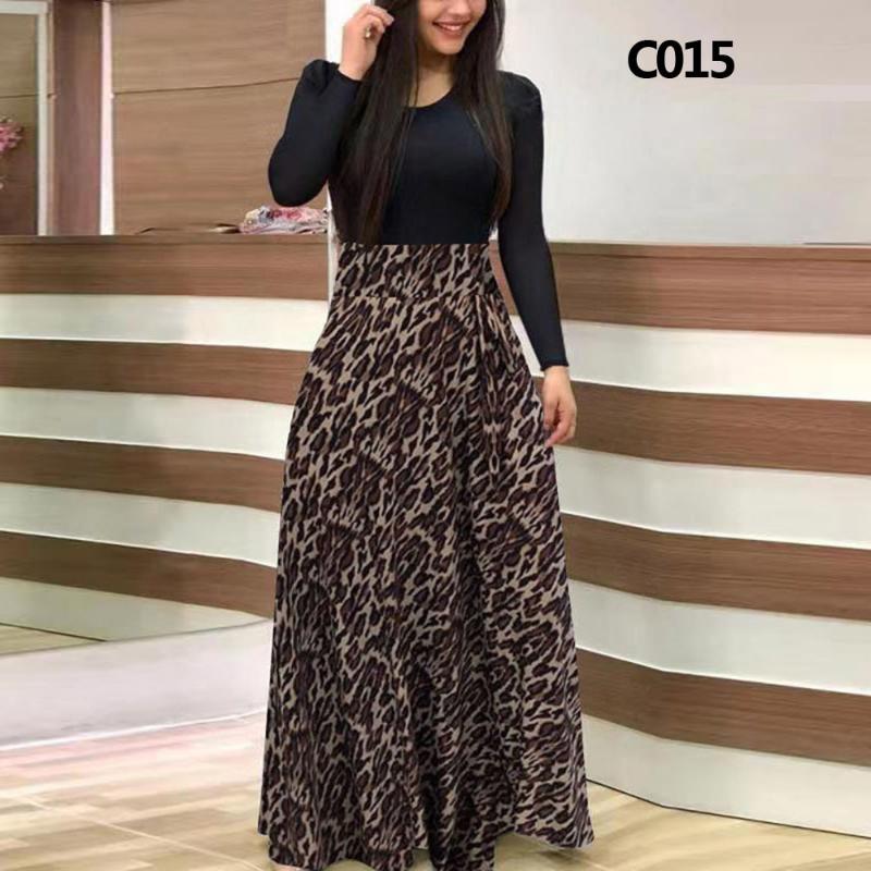 

Лоскутное платье с цветочным принтом и длинными рукавами, богемное вечернее платье макси с цветочным принтом, женское весенне-осеннее длинное пляжное платье трапециевидной формы с круглым воротником 5XL