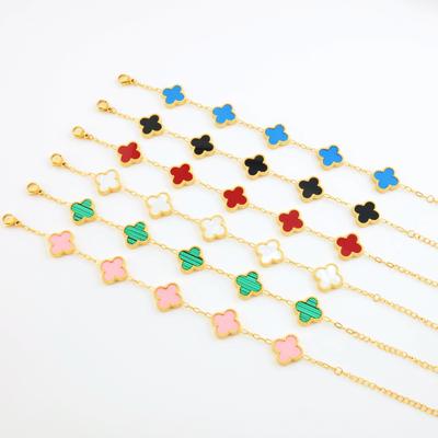 High-end Fashion Titanium Steel Double-sided Four-leaf Clover Bracelet for Women Elegant Style Bracelet