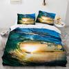 Ocean Beach Palme Bettbezug Set Meereswelle Polyester Steppdecke Bezug Tropische Blätter Hawaiianischer Urlaubsdruck Für Kind Erwachsener Teenager