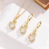This Elegant Three-piece Set of Swan-shaped Copper Pendant Necklace and Earrings Is a Versatile Fashion Accessory for Women, Featuring a Geometric