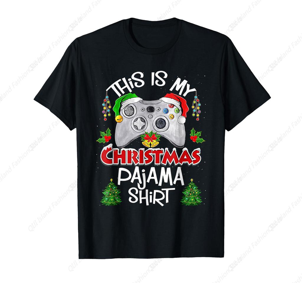 This is My Christmas Pajama Santa Hat Gamer Video Games TShirt
