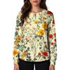 Women Long Sleeve Casual Cardigan Floral Print Button Front Lightweight Open Front Workwear Top