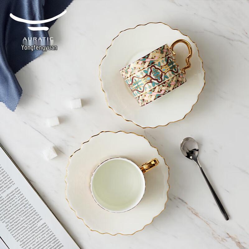 Yongfengyuan Zijin Huacai Ceramic Coffee Cup & Saucer Set