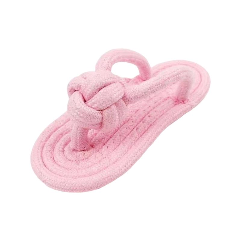 Handmade Braided Cotton Rope Dog Toy Slipper for Small Puppies Chew Resistant Dental Cleaning Teeth Healths Playing Fun