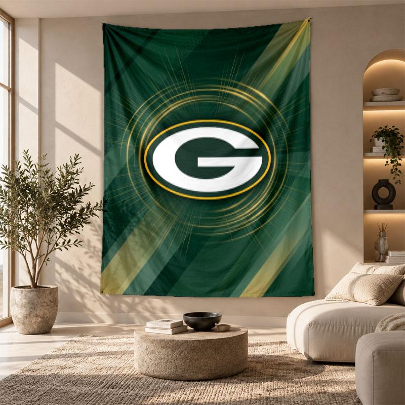 Decorative Tapestry,Green Bay Packers Printed Wall Art, Lightweight Wall Hanging For Bedroom Background