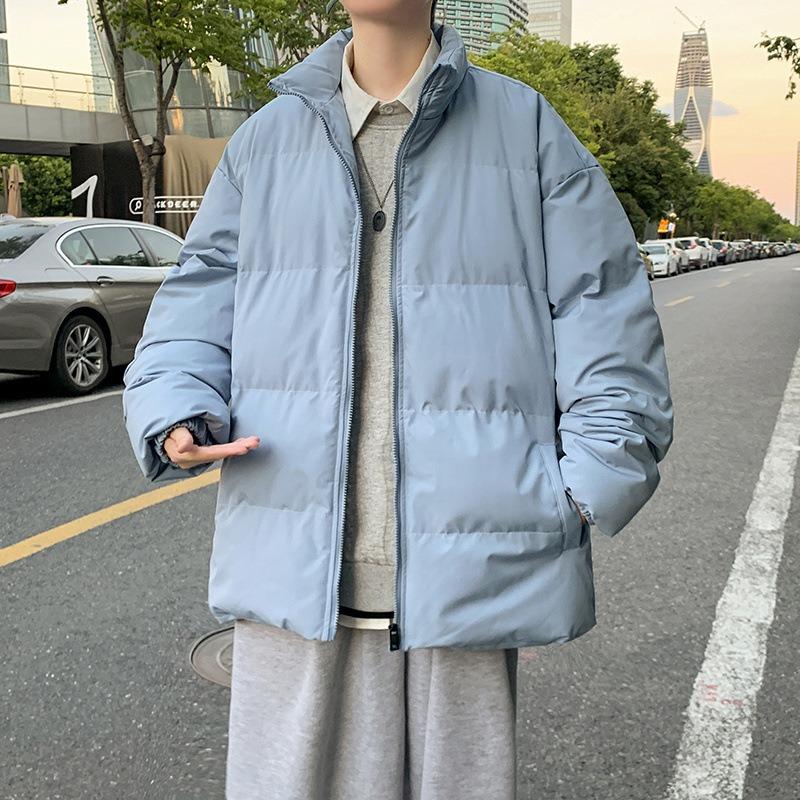 Padded Clothes Men's Solid Color Warm Bread Clothes Trendy Brand Loose Large Size Short Stand-up Collar Cotton Clothes Jacket Winter Clothes