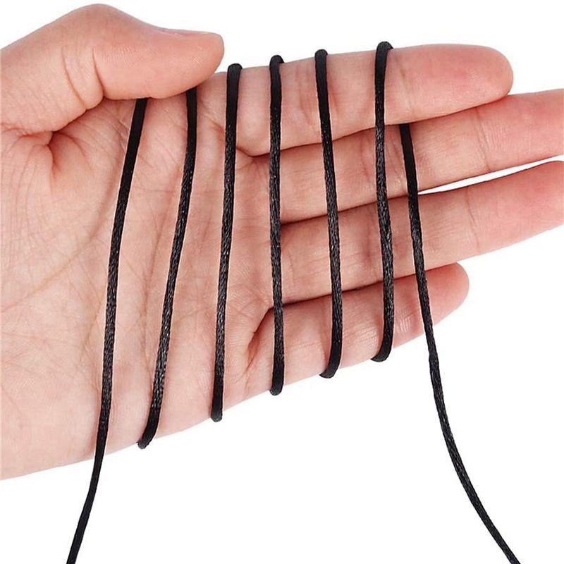 A84E-2X Satin Rattail Polyester Cord,295 Feet 2Mm Black Beading String For Macrame Bracelets, Jewelry Making, Arts And Crafts