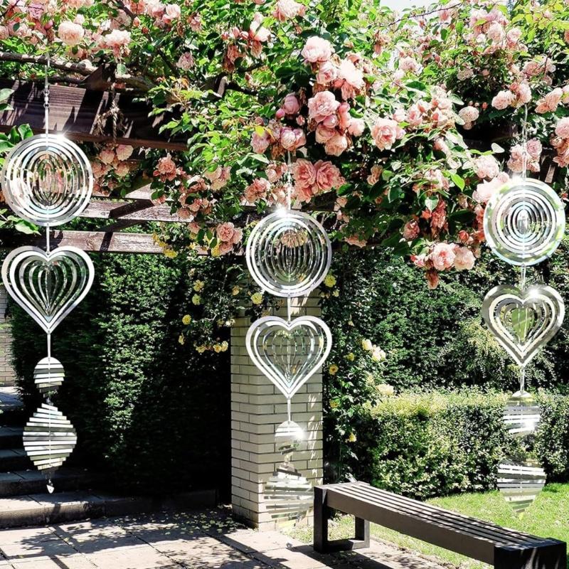 Wind Chime Bird Deterrents 3D Rotating Reflective Spinners Weatherproofed Garden Decoration For Crop Protecting